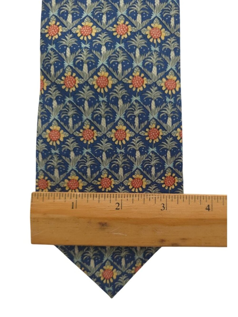 Hermès Paris PALM & SUNFLOWERS 100% Silk Geometric Tie Made In France - 7672 TA - Picture 5 of 6